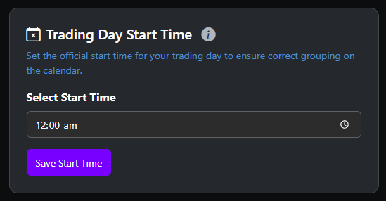 A showcase of the new Trading Day Start Time setting on the Session Management page